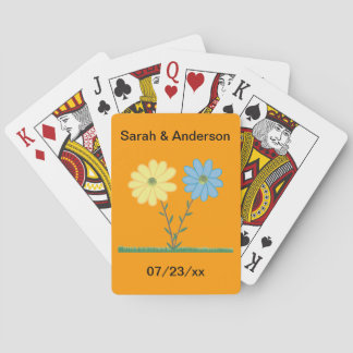 Yellow & Blue Daisy Flowers Bridal Playing Cards