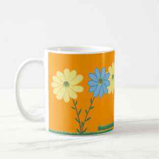 Yellow & Blue Daisy Flowers Custom Mugs
