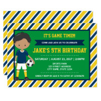 Yellow Blue Dark Football Birthday Invitation