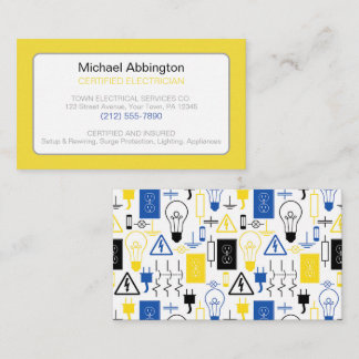 Yellow Blue Electrical Electrician Business Card
