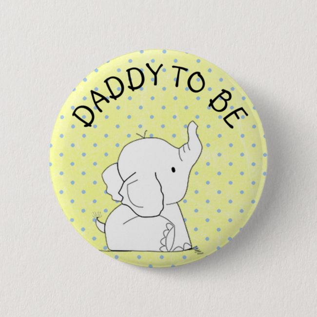 Yellow & Blue Elephant Baby Shower Pin Dad to be