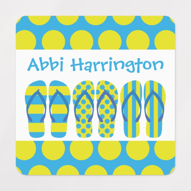 Yellow & Blue Flip Flops Clothing Labels (Design 1)
