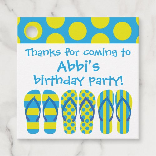 Yellow  Blue Flip Flops Gift or Party Favor Tags