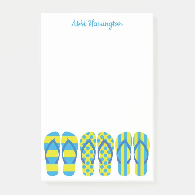 Yellow & Blue Flip Flops Notepad (Front)