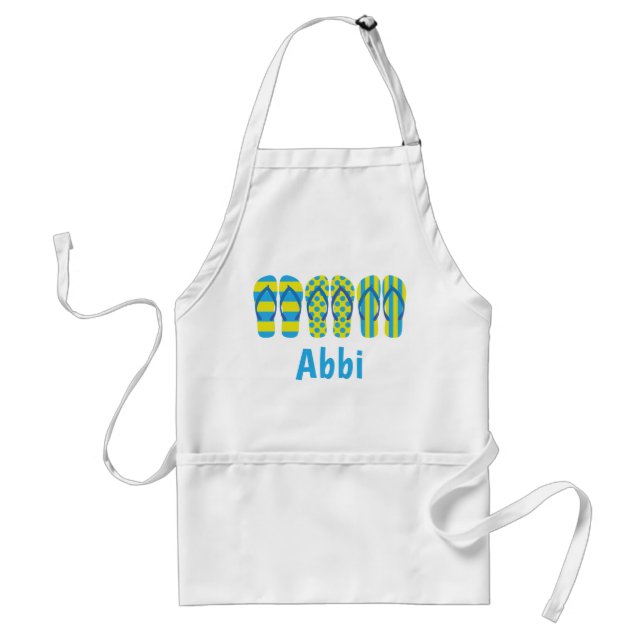 Yellow & Blue Flip Flops Personalized Apron (Front)