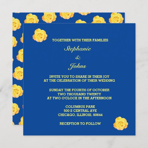 Yellow Blue Floral Garden Elegant Classy Wedding