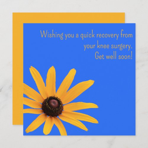 Yellow Blue Floral Knee Surgery Get Well Soon Card