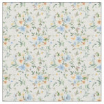 Yellow Blue Floral Pattern Cotton  Fabric