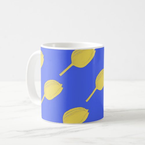 Yellow Blue Floral Tulip Flower Patterns Cute Gift Coffee Mug