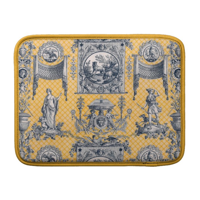 Yellow & Blue French Antique Neoclassical Toile Sleeve For MacBook Air