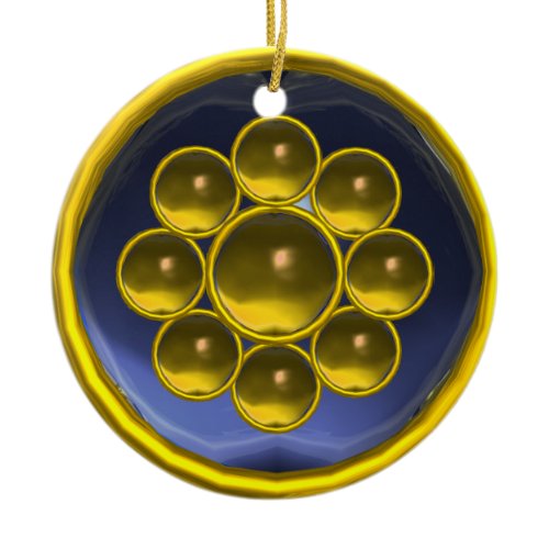 YELLOW BLUE GEMSTONE MON CERAMIC ORNAMENT
