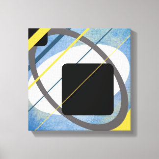 Yellow & Blue Geometric Design Wrapped Canvas Print