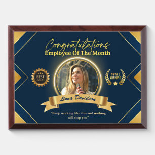 Yellow & Blue Geometric Employee with Photo Award Plaque