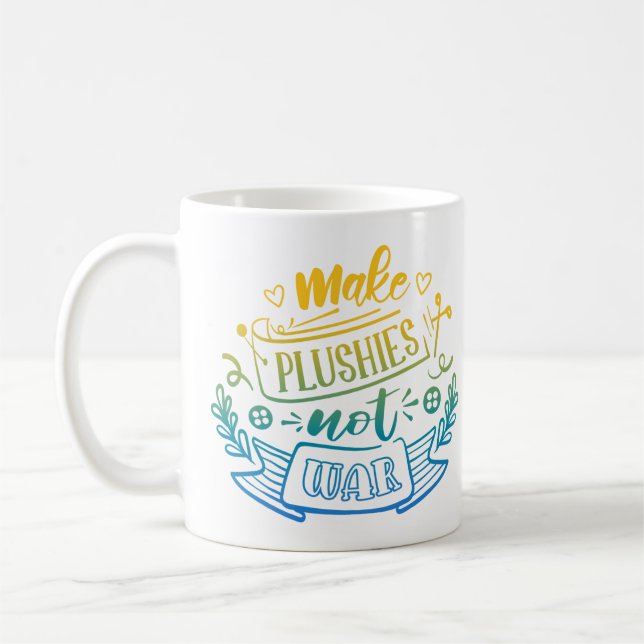 Yellow Blue Gradient Peace Quote for Plush Makers  Coffee Mug (Left)