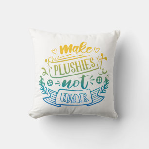 Yellow Blue Gradient Peace Quote for Plush Makers Throw Pillow