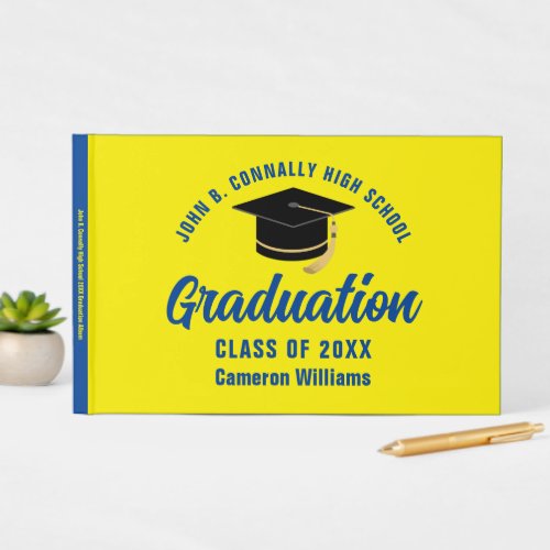 Yellow Blue Graduate Custom 2024 Graduation Party Guest Book