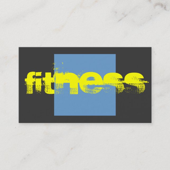 Yellow Blue Gray Trainer Fitness Business Card (Front)