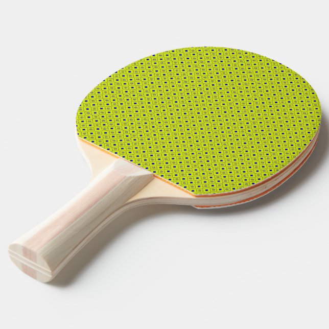 Yellow Blue Green Double-sided Diamond Pattern Ping Pong Paddle (Front Angle)
