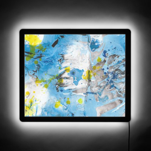 Yellow Blue Green Elegant Modern Abstract Painting LED Sign