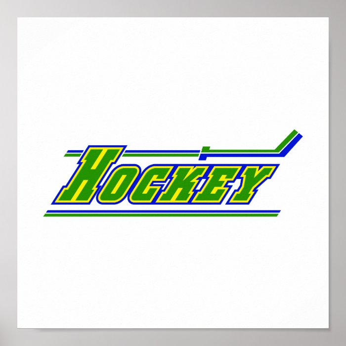 Yellow blue Green Hockey Logo Print