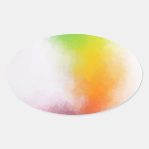 Yellow Blue Green Pink Red Trendy Modern Abstract Oval Sticker