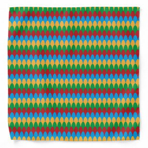 Yellow Blue Green & Red Geometric Scallops Bandana