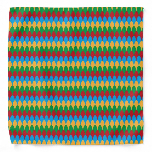 Yellow Blue Green & Red Geometric Scallops Bandana (Front)