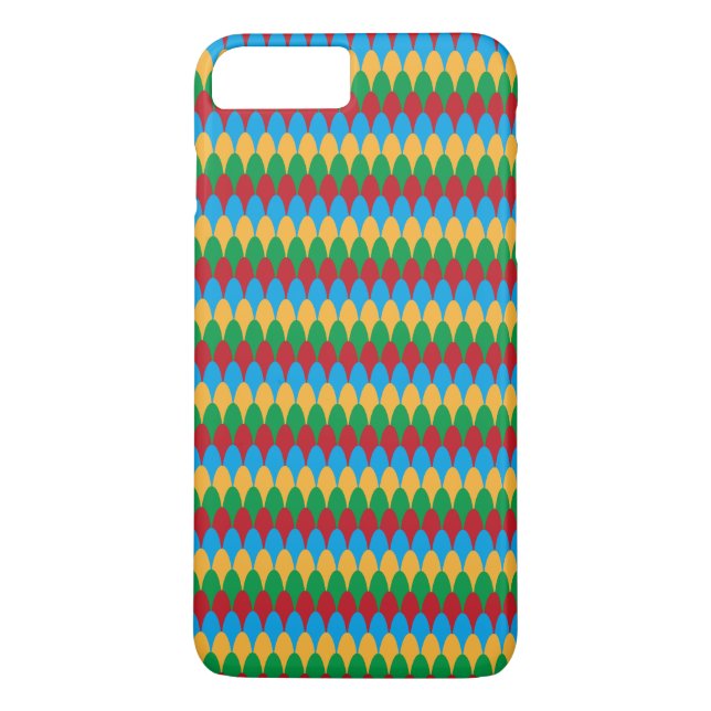 Yellow Blue Green & Red Geometric Scallops Case-Mate iPhone Case (Back)