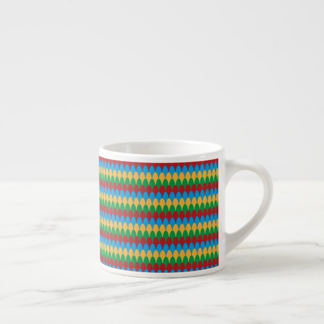 Yellow Blue Green & Red Geometric Scallops Espresso Cup (Right)
