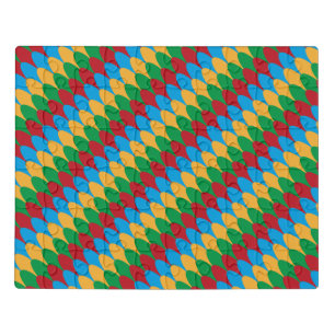 Yellow Blue Green & Red Geometric Scallops Jigsaw Puzzle