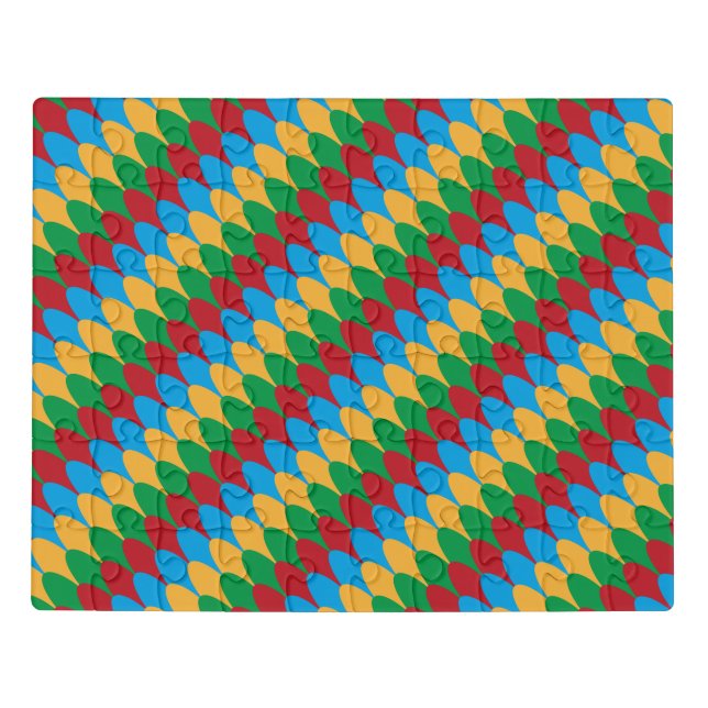 Yellow Blue Green & Red Geometric Scallops Jigsaw Puzzle (Puzzle Horizontal)