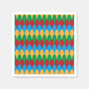 Yellow Blue Green & Red Geometric Scallops Napkins
