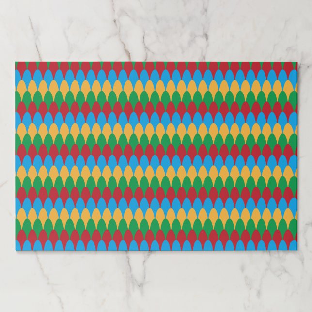 Yellow Blue Green & Red Geometric Scallops Paper Pad (Front)