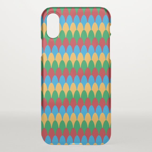 Yellow Blue Green & Red Geometric Scallops Uncommon iPhone Case (Back)