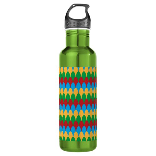 Yellow Blue Green  Red Geometric Scallops Water Bottle