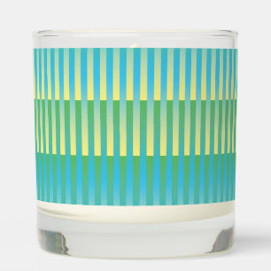 Yellow Blue Green Stripes Pattern Scented Candle