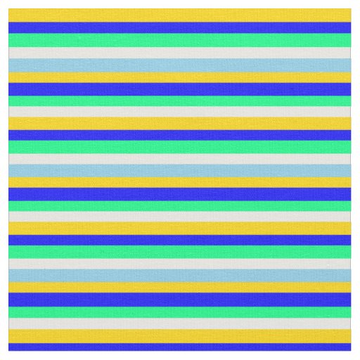 Yellow, Blue, Green, White, and Sky Blue Pattern Fabric