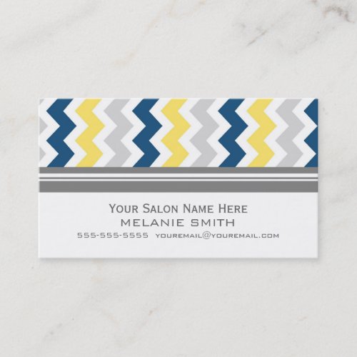 Yellow Blue Grey Chevron Salon Appointment Cards Business Card