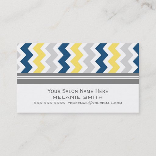 Customizable Yellow Blue Grey Chevron Salon Appointment Cards Business Card
