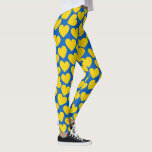 Yellow Blue Hearts Background   Leggings at Zazzle