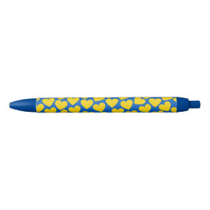 Yellow blue hearts background pen