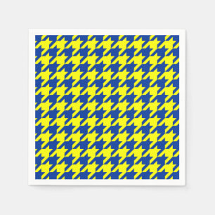 Yellow Blue Houndstooth Plaid Check Napkins