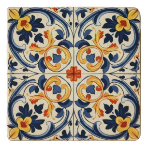 Yellow Blue Italian Tile Trivet