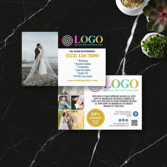 Yellow Blue Logo Photos Promo Small Business Flyer (Creator Uploaded)