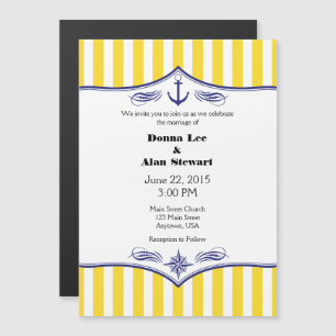 Yellow Blue Magnetic Nautical Wedding Invites