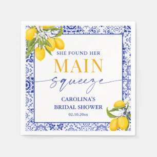 Yellow Blue Main Squeeze Bridal Shower Lemon Napkins