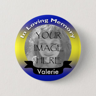 Yellow & Blue Memorial Photo Button