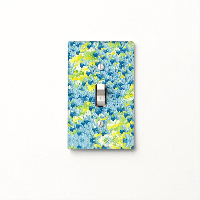 Yellow Blue Modern Abstract Decorative Light Switch Cover (In Situ)