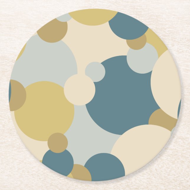 Yellow-blue molecule paper coaster (Front)