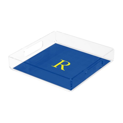 Yellow Blue Monogram Initial Colorful Bright Cute Acrylic Tray